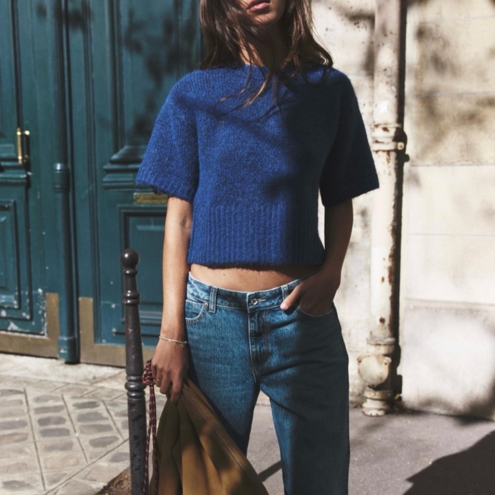 Zara Short Sleeve Knit Sweater Size M